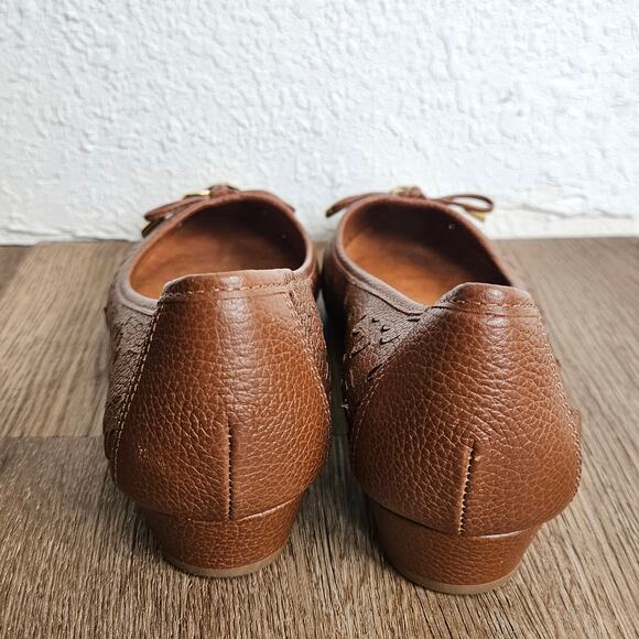 Luz da Lua Brown Ballet Flats with Floral Cutouts US 6 - Picture 5 of 8